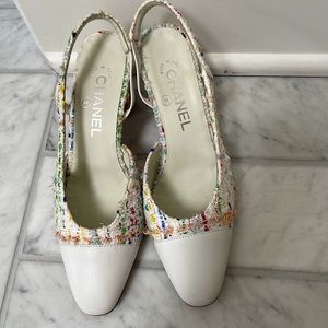 Rainbow tweed CHANEL sling backs - sz 7